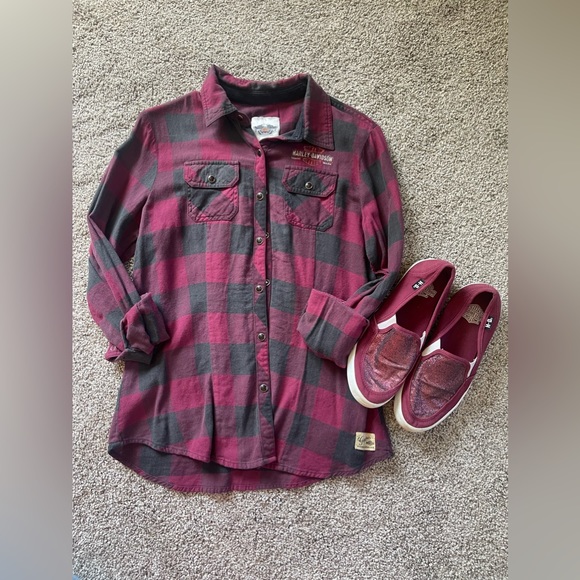 Harley Davidson Flannel LIKE NEW! 🏍️🔥❤️ - Picture 1 of 6